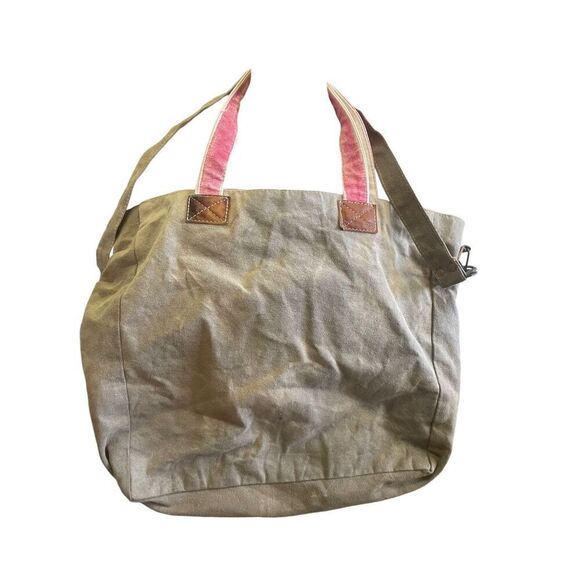 The Barrel Shack Leather Recycled Canvas Tote Patriotic One Size-NWOT - Picture 6 of 16